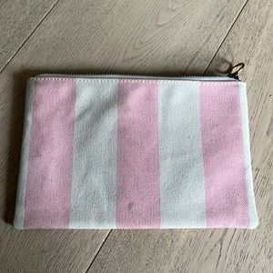 Madewell pink and cream striped canvas pouch